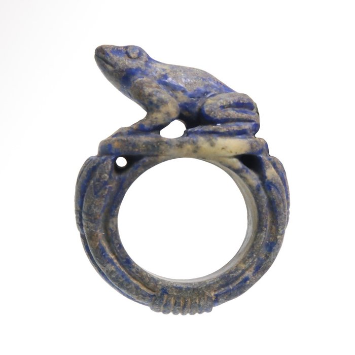 Ókori egyiptomi Lazurit Gyűrű Békával