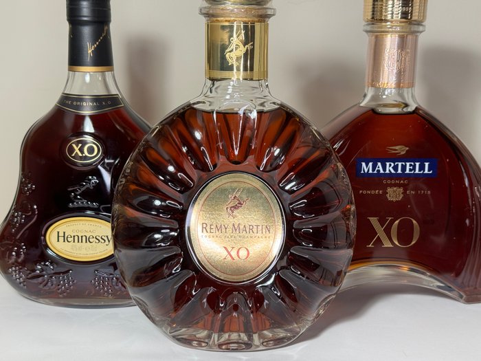 Hennessy, Martell, Rémy Martin - XO Cognac - 70cl - 3 pullojen