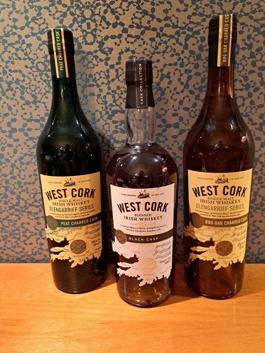 West Cork - Black Cask Char no. 5 level - Glengarriff Series Peat & Bog Oak Charred Cask  - 700 ml - 3 bottles