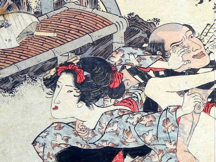 Kanehira 兼平 - From the shunga book 'Shūgen iro naoshi' 祝言色女男思 vol 3 - 1825 - Utagawa Kunitora 歌川国虎 (act. 1804-1844) - Giappone - Periodo Edo (1600-1868)