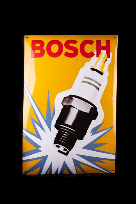 Sign - BOSCH - XL BOSCH "spark plug" sign/unique color; handmade; enamel; 600mm