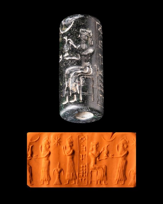 Mesopotamico/babilonese Sigillo cilindrico in pietra rara