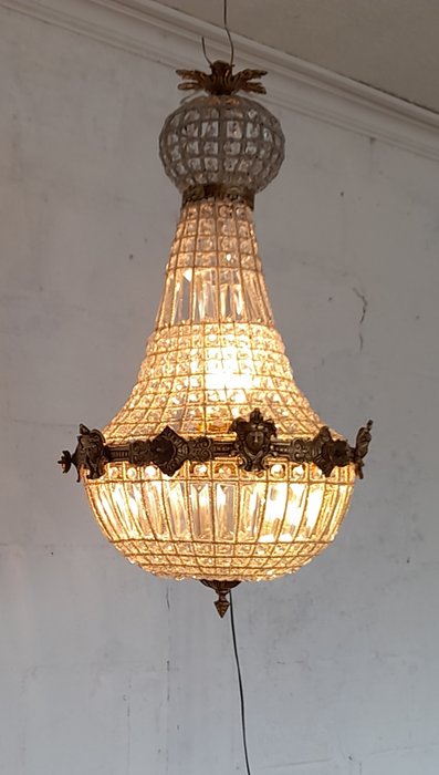 Lampa sufitowa - Mosiądz, Szkło