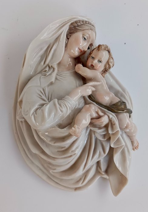 Capodimonte - Bruno Merli - Statuetă - Madonna con Bambino - 29 cm - 2,5 kg -  (1) - Porțelan