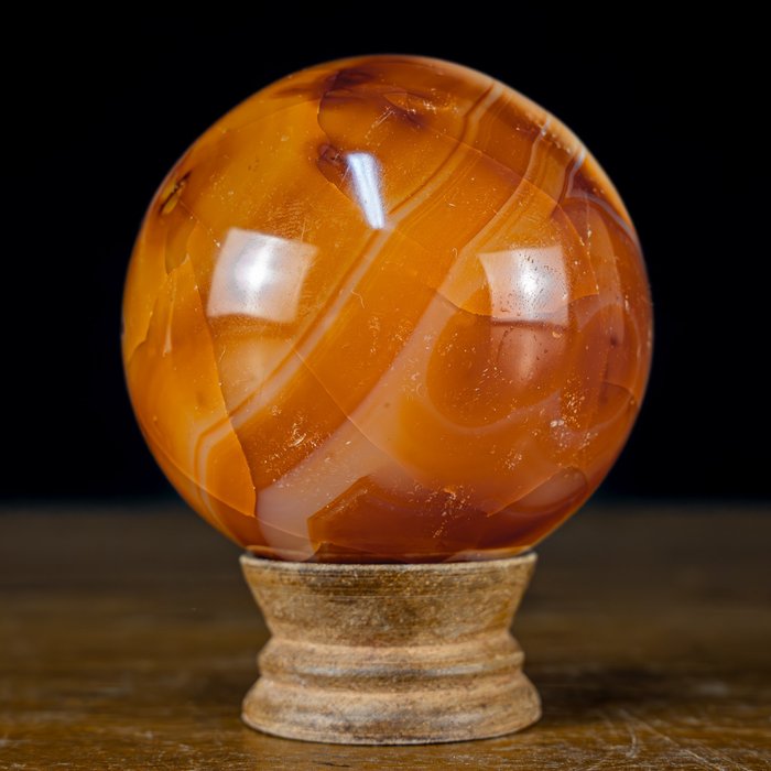 Natural AAA++ Carnelian Sphere with Druse- 609.41 g