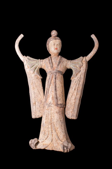 Oud Chinees, Tang-dynastie Aardewerk dansende dame - met thermoluminescentietest!