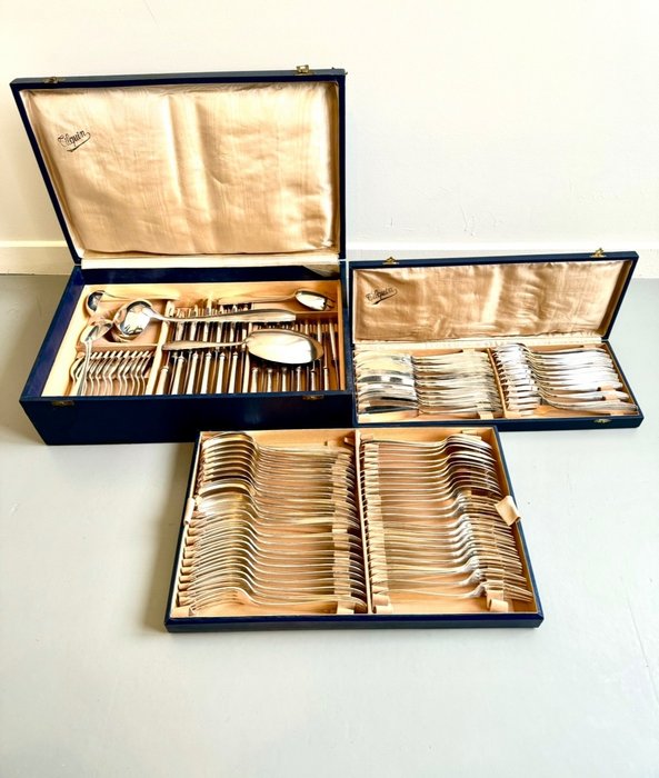 Tilquin Gand Anvers J.G France - Set de 12 tacâmuri (113) - Set de tacamuri Art Deco - Placat cu argint