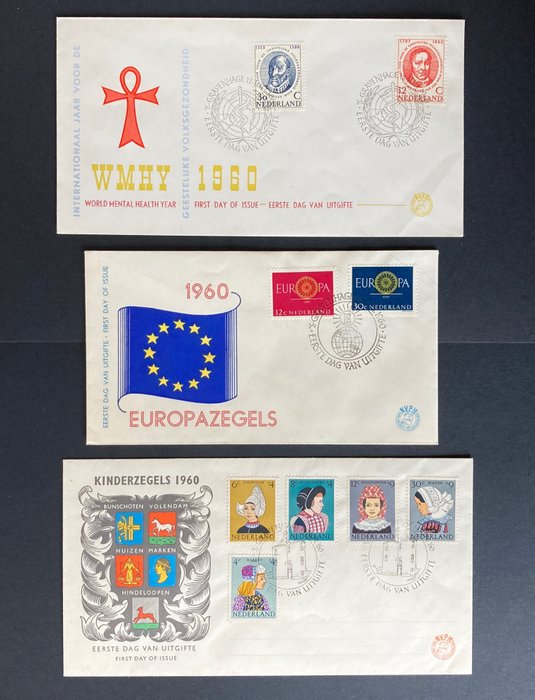 Netherlands 1960 - Three FDCs - NVPH E44/46