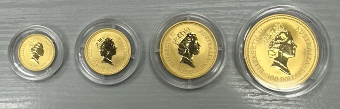 Australien. 1991 Série complète 1/10, 1/4, 1/2 et une once d'or pur, Poids total 57,696 g d'or .999