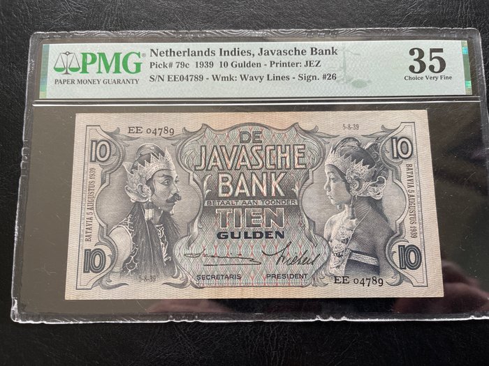 Nederländerna, Väst- och Ostindien. - 10 Gulden 1939 - Pick 79c