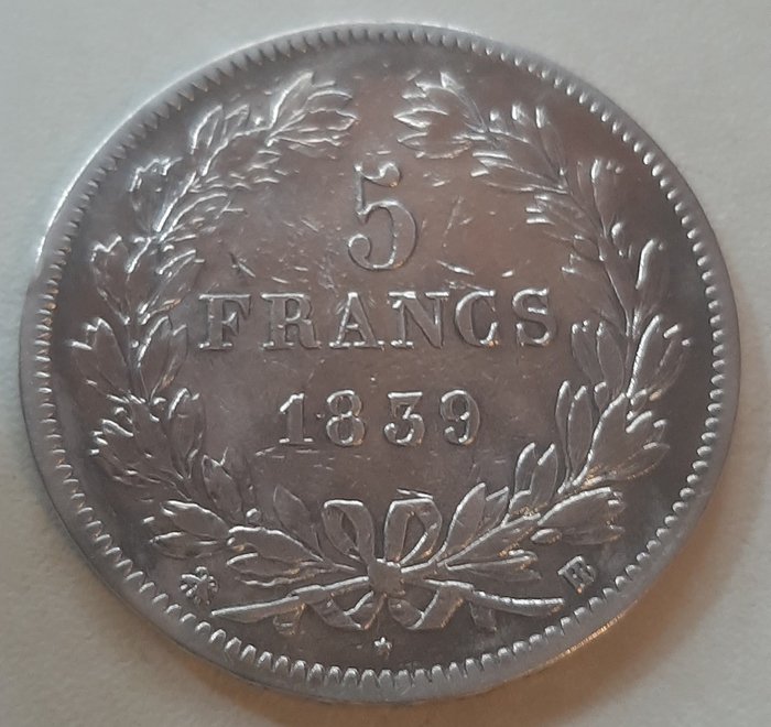 法国. 路易腓力一世(1830-1848). 5 Francs 1839-BB, Strasbourg