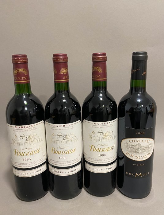 1998 x 3 Château Bouscassé "Vieilles Vignes" & 2008 - Madiran - 4 Bottiglie (0,75 L)