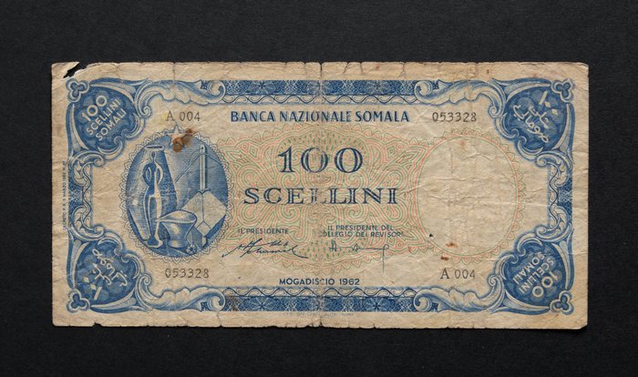 索马利亚. - 100 Scellini 1962 Banca Nazionale Somala - R4 - Gigante SNB 4B; Pick 4  (没有保留价)