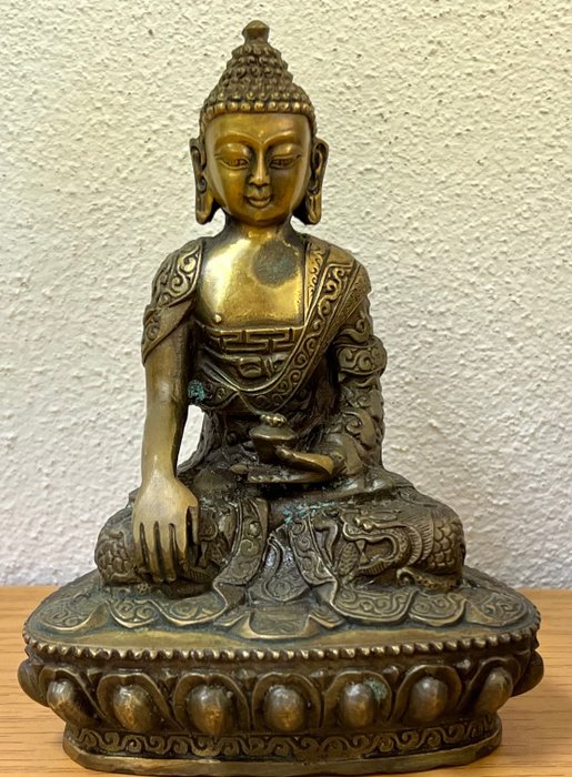Bronze Medizin Buddha mit schöner Patina - Nepal - 黄铜色 - 尼泊尔