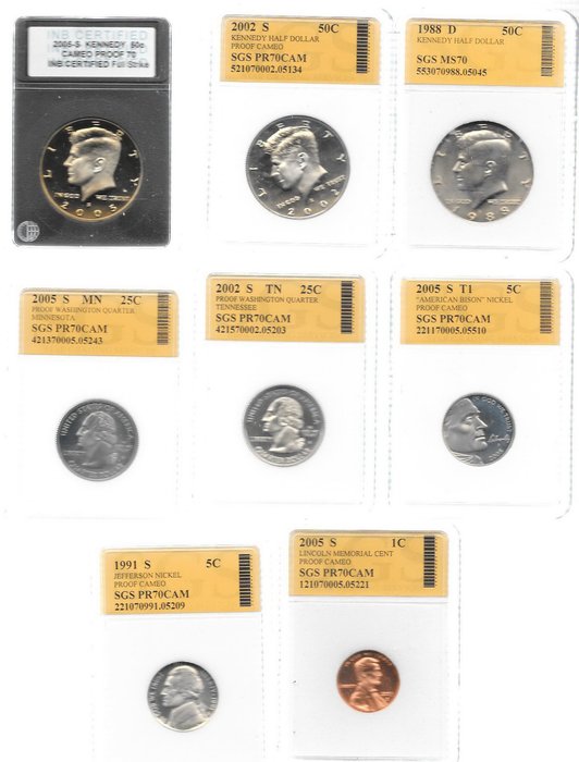 美國. Dollars 1988/2005 (8 coins)