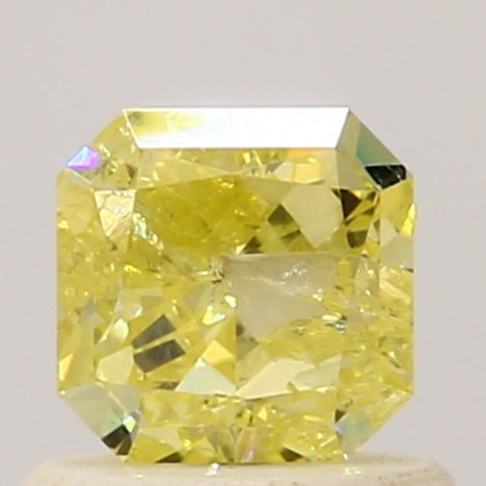 1 pcs Diamant - 0.71 ct - Brilliant, Kvadrat - fancy yellow - Ikke nævnt i certifikat