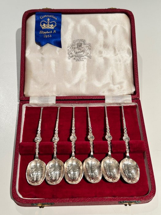 Theelepel (6) - Coronation silver spoons - Zilver