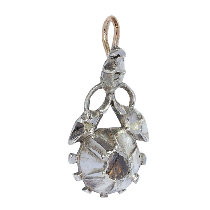 没有保留价 - Vintage antique anno 1860 吊坠 - 玫瑰金, 银 钻石 