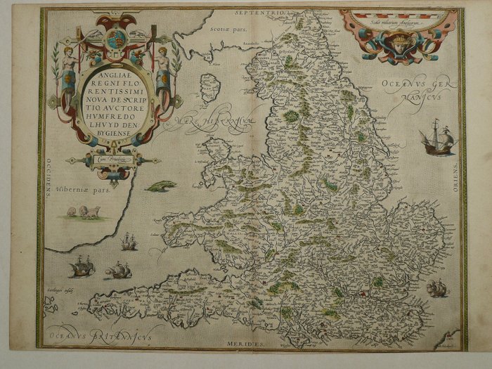 欧洲, 地图 - 英国/英格兰/威尔士; Abraham Ortelius - Angliae Regni Florentissimi (...) - 1561-1580