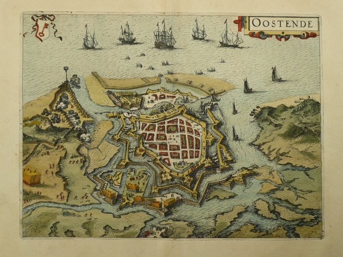 歐洲, 地圖 - 比利時/奧斯坦德; L. Guicciardini / W. Blaeu - Oostende - 1601-1620