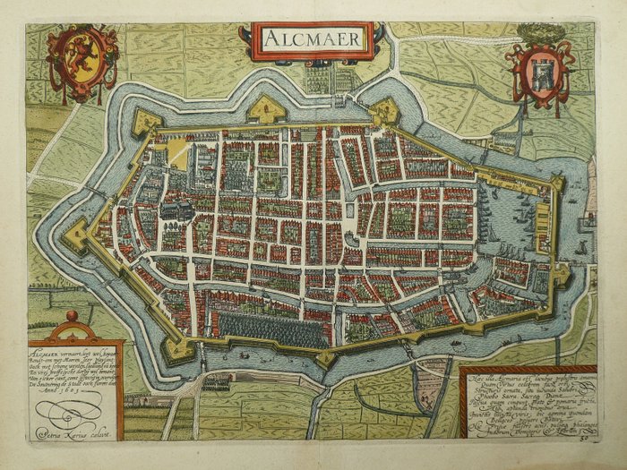 Niederlande, Stadtplan - Alkmaar; Lodovico Guicciardini /W. Blaeu - Alcmaer - 1601-1620