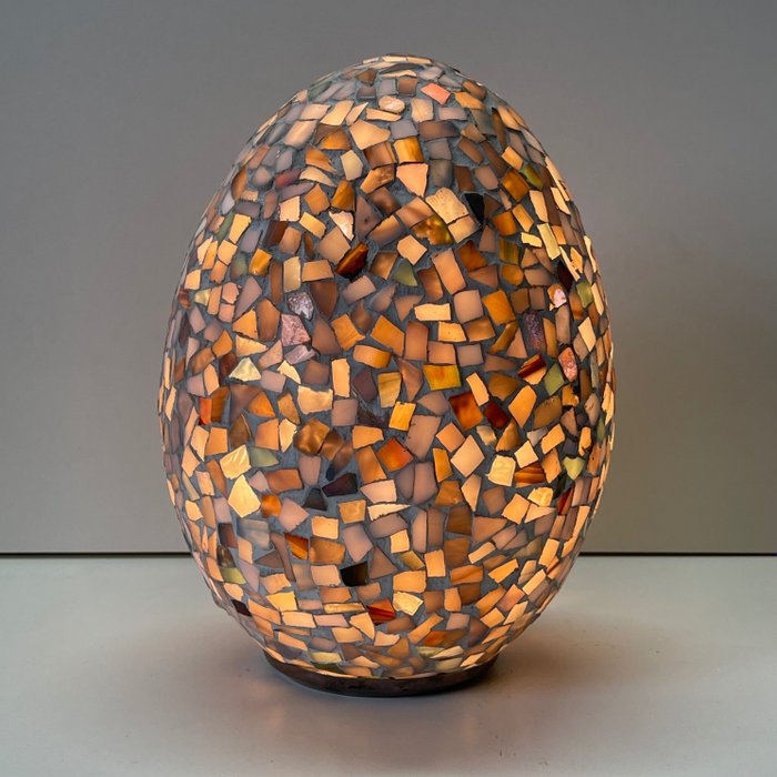 Nour Lifestyle - Tafellamp -  Blue Mosaic Egg Lamp - Keramiek, Glas