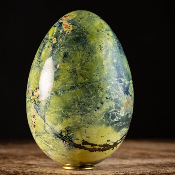 Serpentine and Pyrite Very Nice Serpentine Egg - Dragon Egg - Height: 170 mm - Width: 120 mm- 3102 g