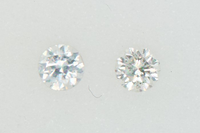 2 pcs Diamanter - 0.25 ct - Rund - NO RESERVE PRICE - H - I1, SI2