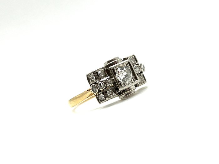戒指 - 18K包金 玫瑰金, 白金 -  0.47 tw. 钻石  (天然) 