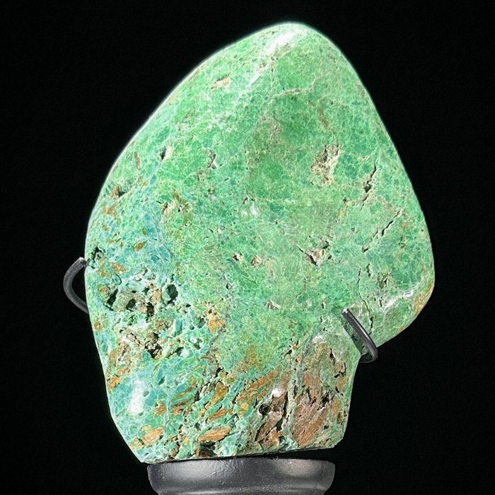 無底價 - 全拋光綠色菱鋅礦 - 客製化支架上的自由形狀 - 高度: 28 cm - 闊度: 10 cm- 2400 g - (1)
