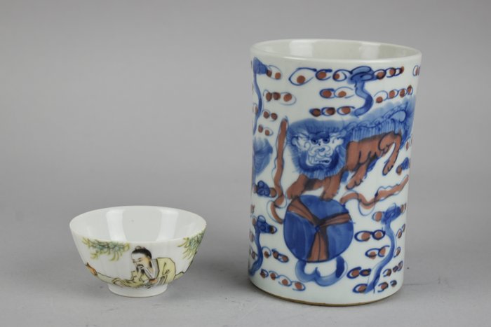 碗 - Bowl and vase second half 20th century - 瓷