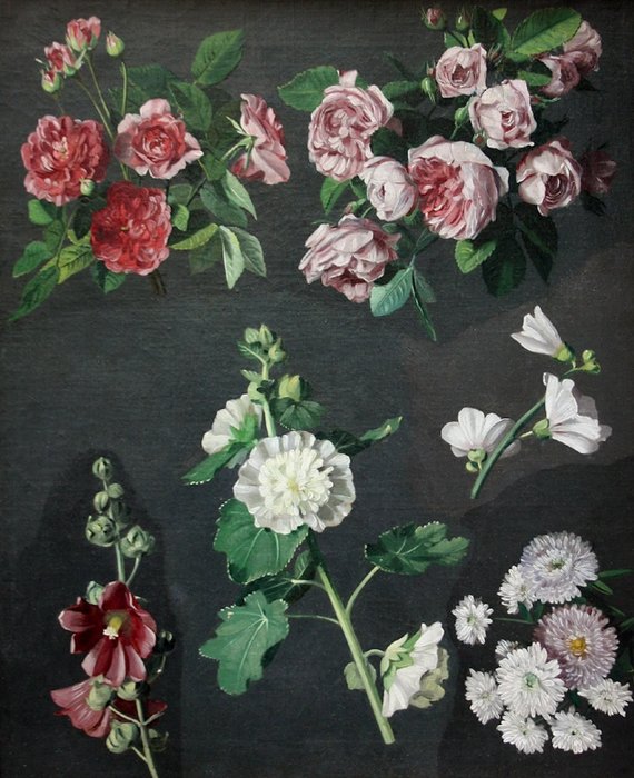 French School (XIX) - Study of flowers