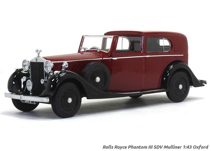 Oxford Automobile Company 1:43 - 1 - Pienoismalliauto - Rolls-Royce Phantom III SDV Mulliner - Claret/Musta