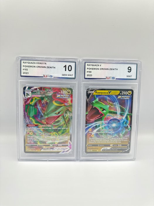 Pokémon - 2 Graded card - RAYQUAZA VMAX FULL ART & RAYQUAZA V - CROWN ZENITH - UCG