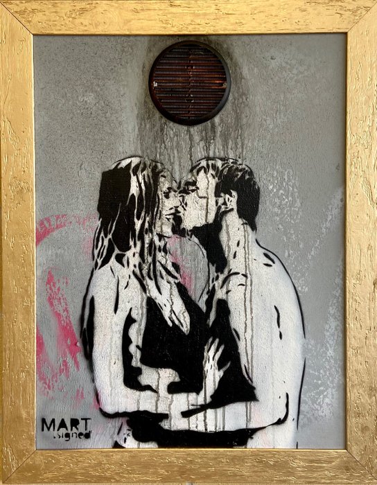 Mart Signed - Because it's no longer fashionable to kiss in the rain... (wallpainting)
