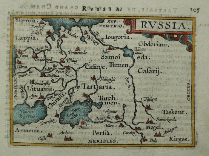 Ásia, Mapa - Rússia; Philippe Galle - Russia - 1581-1600
