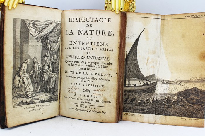 Abbé Pluche - Le Spectacle de la Nature contenant ce qui Regarde les Dehors & L'Intérieur de la Terre - 1744