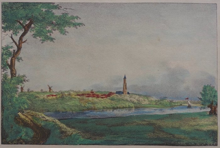 Holandia, Plan miasta - Rhenen; Houtman - Rhenen. - ok. 1850