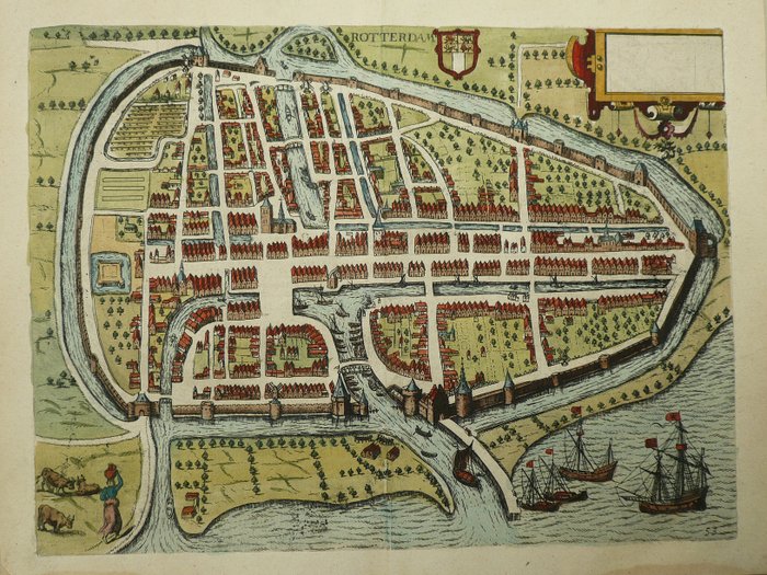 Niederlande, Stadtplan - Rotterdam; L. Guicciardini / W. Blaeu - Rotterdam - 1612