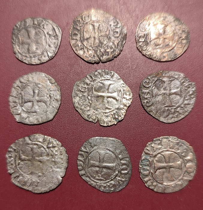 Italia - República de Venecia. Tornesello 1361/1382 (9 coins)  (Sin Precio de Reserva)