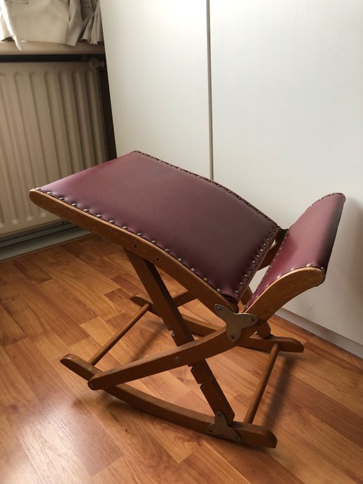 Cadeira de baloiço - Latão, Madeira, couro artificial