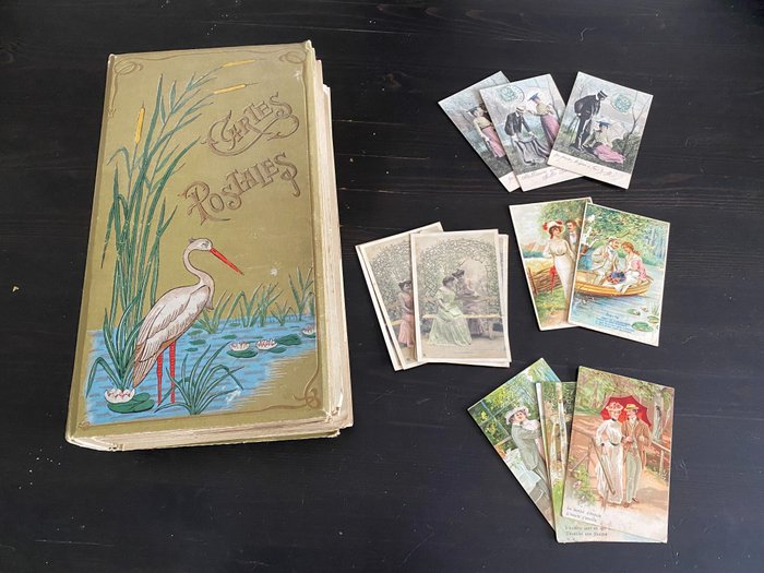 法国 - 老专辑包括 466 张明信片，幻想、浪漫、人物等 - 大约 1900 年 - 明信片 (466) - 1900-1900