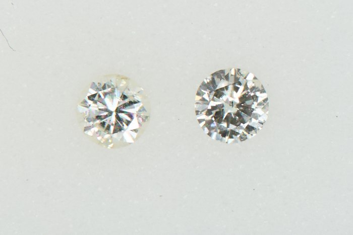 2 pcs Diamanten - 0.24 ct - Runden - NO RESERVE PRICE - J - I1