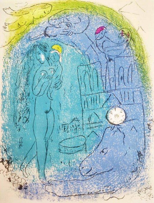Marc Chagall (1887-1985) - Mother and Child Before Notre-Dame