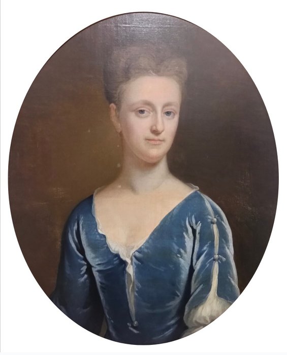 Scuola inglese (XVIII) - Nobile donna con vestito di seta blu