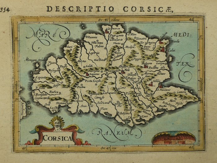 Europa, Mapa - Francia / Córcega; Petrus Bertius / Jodocus Hondius jr. - 1601-1620