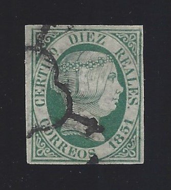 Spanien 1851 - 10 Reales Elisabeth II - Edifil nº 11