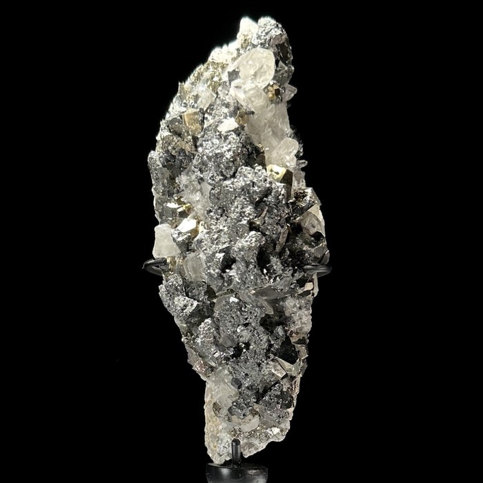 INGET RESERVPRIS - Pyrit på stativ kristallkluster - Höjd: 26 cm - Bredd: 5 cm- 1400 g - (1)