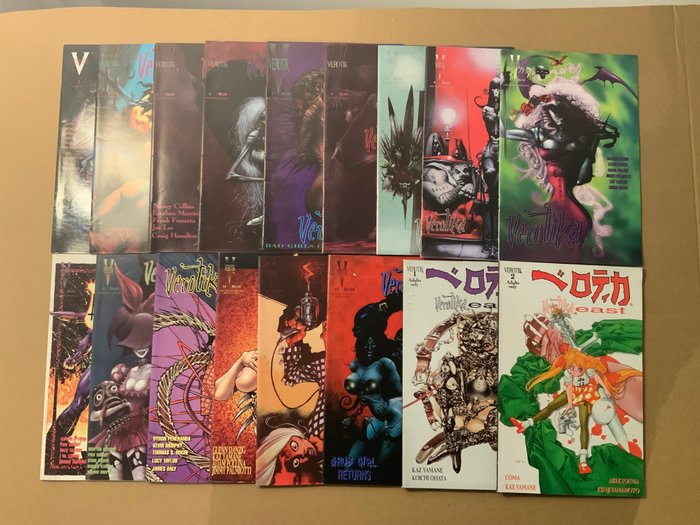 Verotika (1994 Series) # 1-15 USA Adult 18+ COMPLETE SERIES! + Verotika East (1997) # 1 & 2 Complete Series - Simon Bisley & Frank Frazetta Covers! High Grade! - 17 Comic collection - Første udgave - 1994/1997