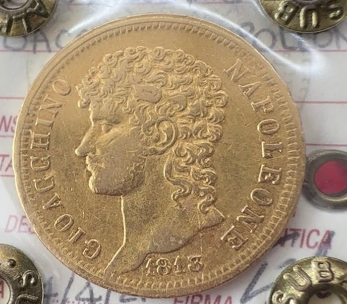 意大利，两西西里王国. Gioacchino Napoleone Murat (1808-1815). 40 Lire 1813